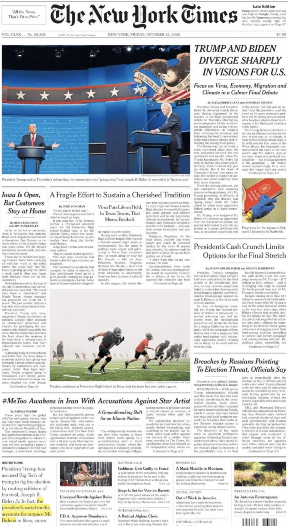Friday's front page of the New York Times