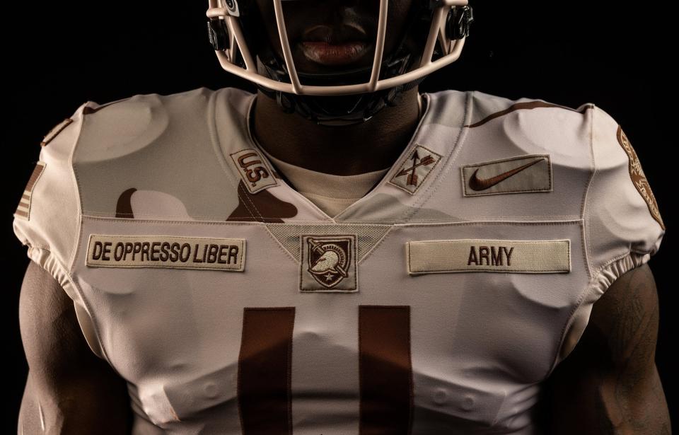 The front name plates for the specialized Army uniform. PHOTO PROVIDED BY NIKE