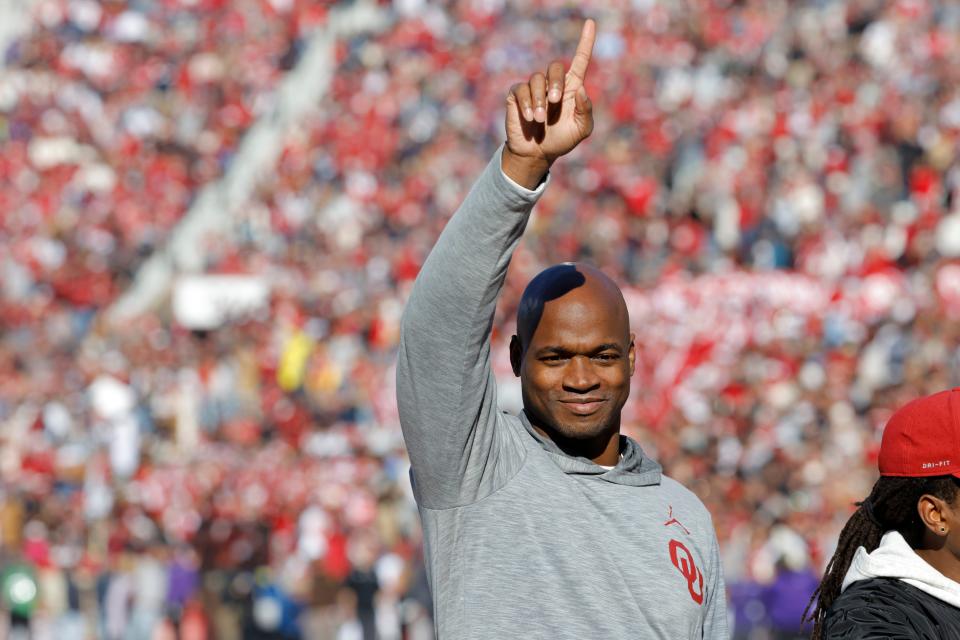 Adrian Peterson at an Oklahoma football game in November 2023.