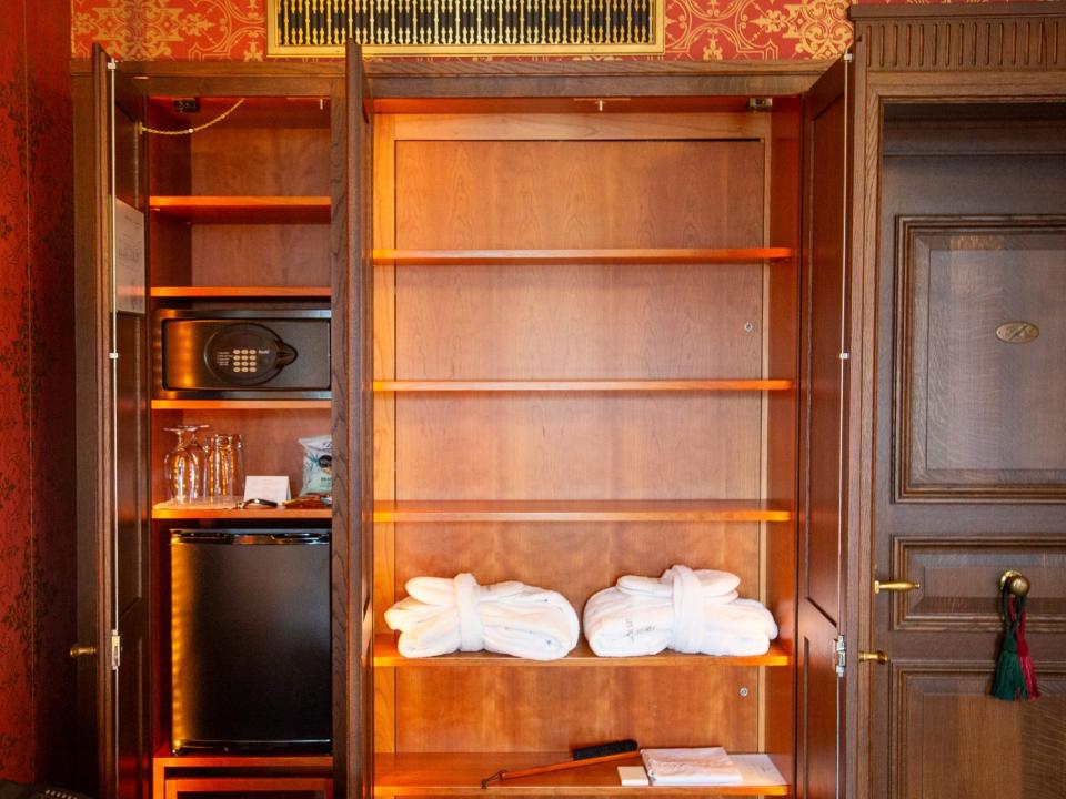 The wardrobe in the author's hotel room.