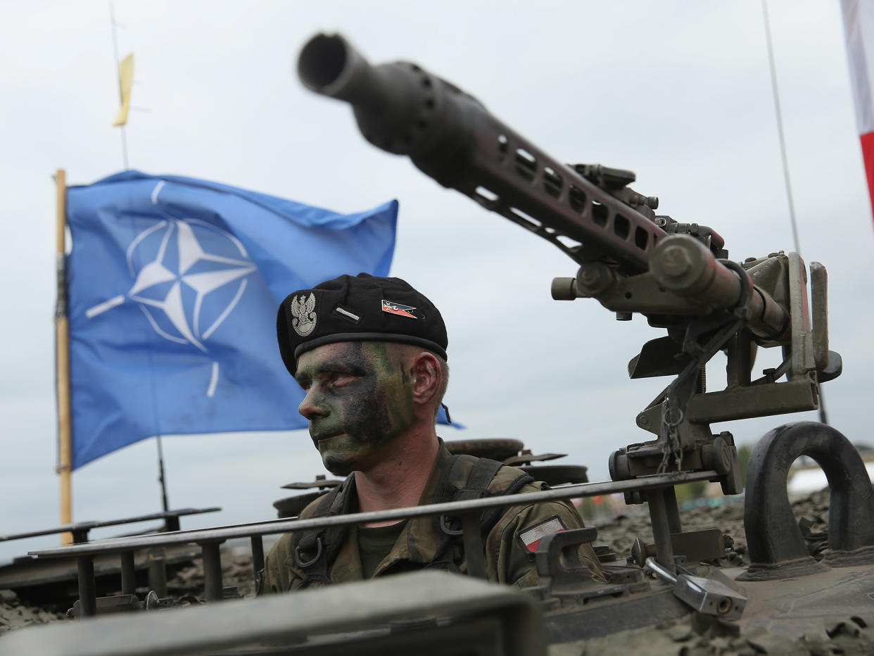 A Polish soldier sitting in a tank during a Nato exercise (file pic): Getty Images