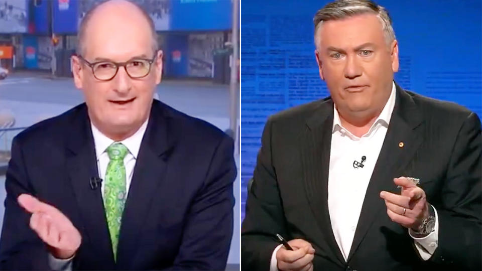 Pictured here, AFL identities David Koch and Eddie McGuire speak on TV.