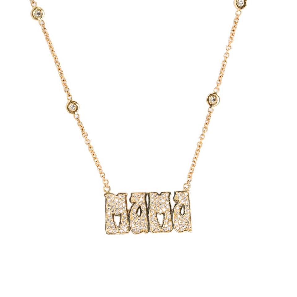 Jacquie Aiche 14-karat gold and pavé diamond Mama necklace. Beyoncé wore the jeweler’s pieces during Cowboy Carter’s launch; 4,600, shop-capitol.com
