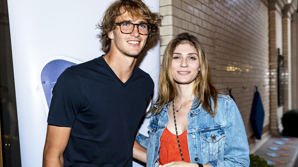 Alexander Zverev and Olga Sharypova, pictured here at the Hamburg Open players party in 2019.