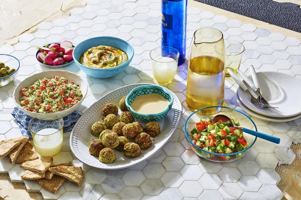 Air-fried Falafel With Tahini Sauce and Israeli Salad