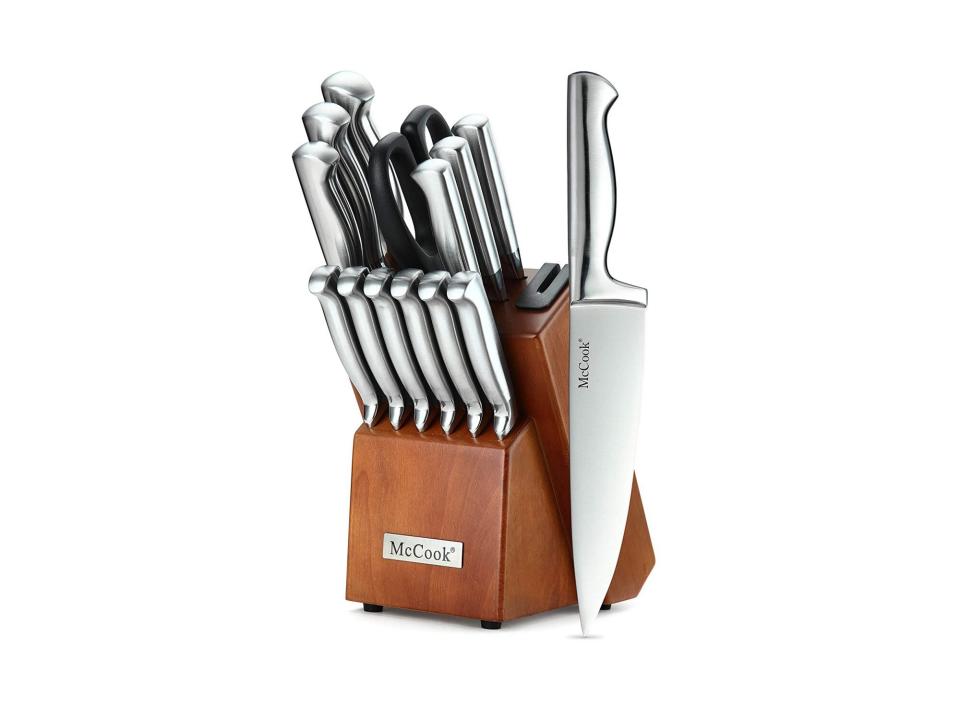 McCook 14 Piece German High Carbon Stainless Steel Hollow Handle Self Sharpening Kitchen Knife Set