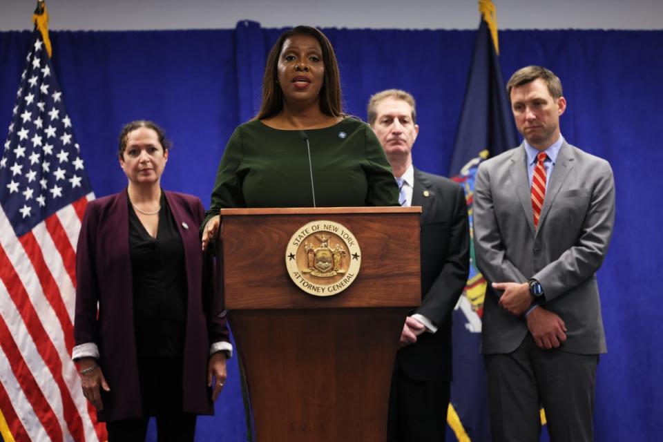 Letitia James announced a lawsuit against Donald Trump on 21 September. (Getty Images)