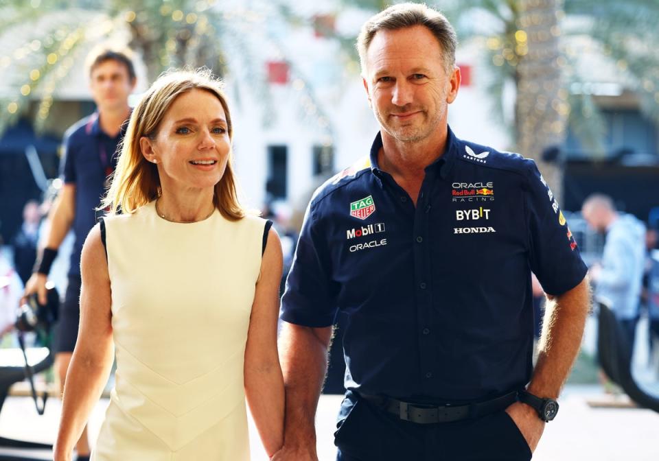 Christian Horner was hand-in-hand with wife Geri Halliwell at the Bahrain Grand Prix on Saturday (Getty Images)