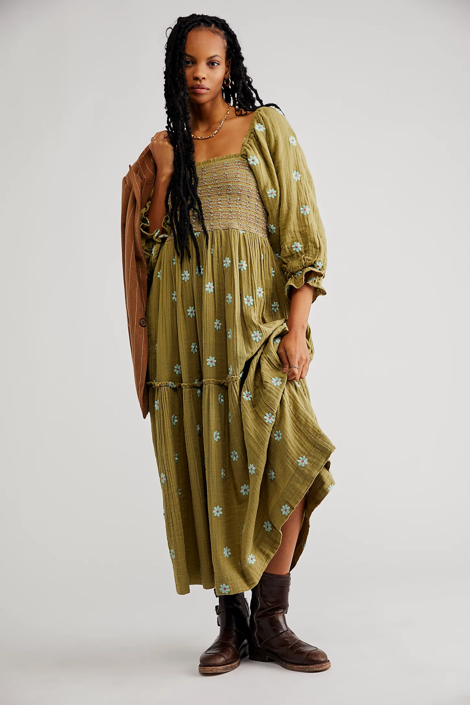 Free People Dahlia Embroidered Maxi Dress