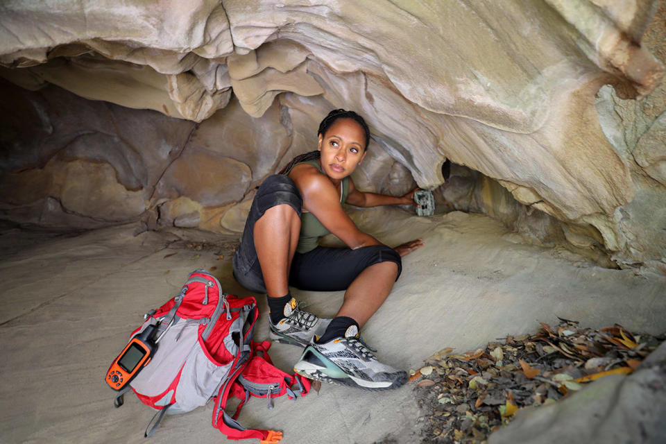 Dr. Wynn-Grant at the Santa Monica Mountains National Recreation Area for a large carnivore tracking. - Credit: Courtesy of Reebok