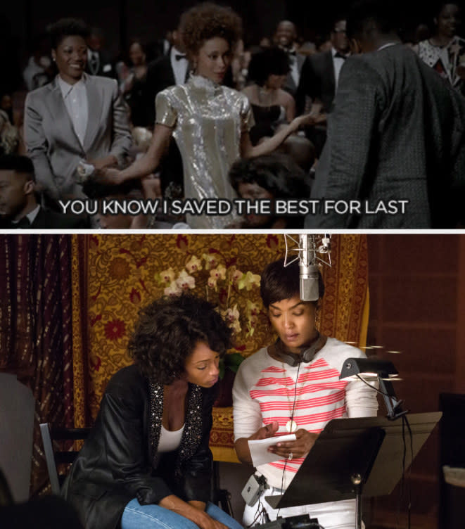 Whitney saying at an awards show: "You know I saved the best for last;" Bassett directing Yaya DaCosta in "Whitney"