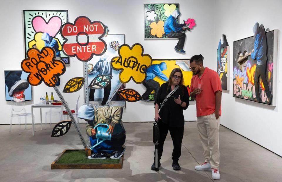 Artwork by Hijack on display during a VIP preview at Art Miami 2023 on Tuesday, Dec. 5, 2023, in downtown Miami, Fla. MATIAS J. OCNER/mocner@miamiherald.com