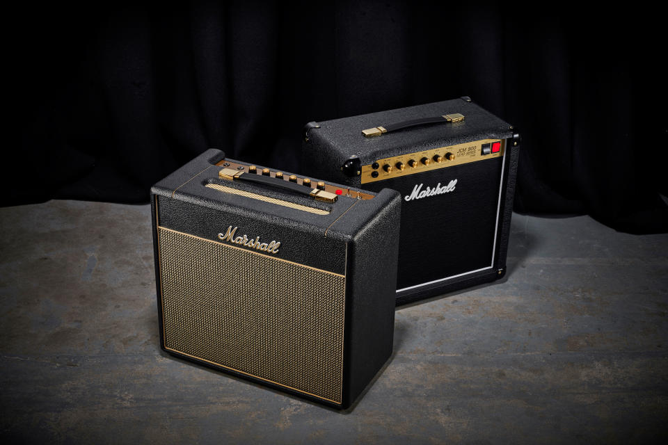 A pair of Marshall Studio combo amplifiers, including a Marshall Studio Vintage (left) and a Marshall Studio Classic