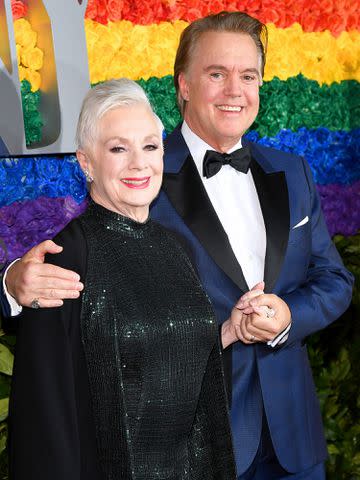 <p>Kevin Mazur/Getty</p> Shirley Jones and Shaun Cassidy attend the 73rd Annual Tony Awards