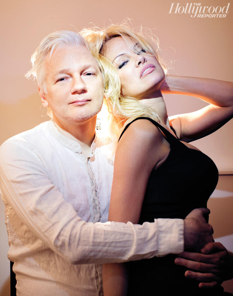 Pamela Anderson and editor of WikiLeaks Julian Assange pose for a portrait on March 12, 2017 in London, England. (Photo by David LaChapelle/Contour RA)