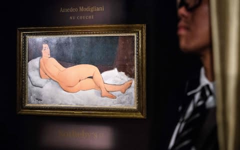 Amedeo Modigliani nude nu couch record  - Credit: AFP PHOTO / Anthony Wallace