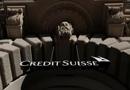 Logo of Swiss bank Credit Suisse is seen Zurich