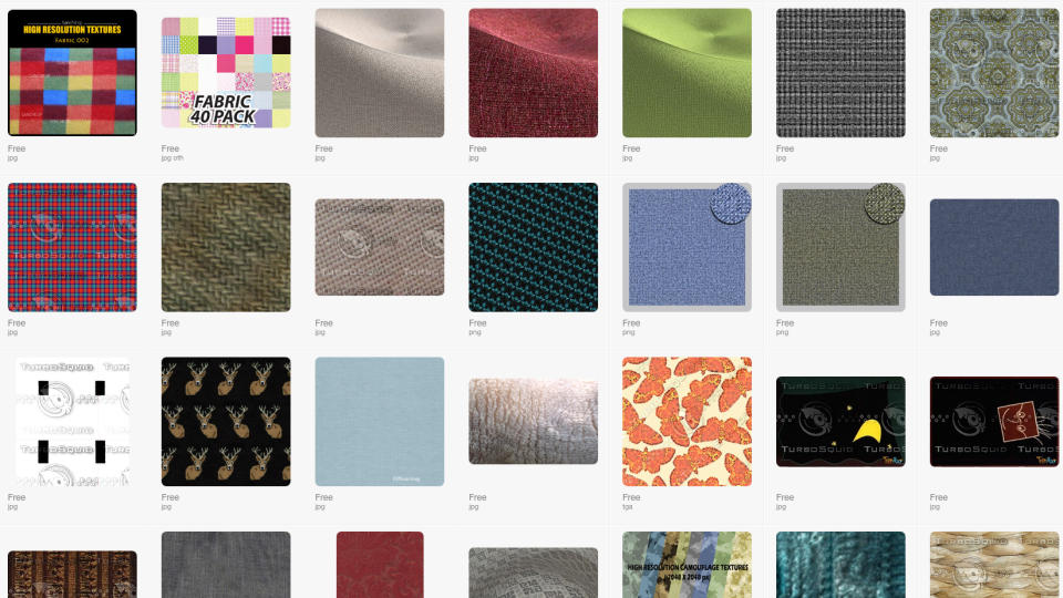 Examples of free textures from TurboSquid