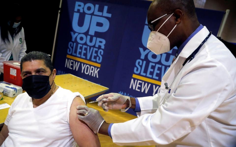 A vaccine clinic in New York. Nearly two thirds of Americans approve of Biden's handling of the pandemic - REUTERS