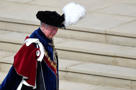 FILE PHOTO: Britain's Prince Charles departs after attending the Order of the Garter ceremony and service at St. Georges's Chapel in Windsor, Britain, June 18, 2018. REUTERS/Toby Melville/File Photo