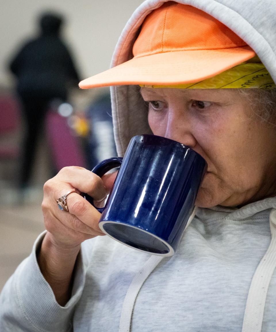 "It's nice to have a place you can relax and feel safe," Roberta Huff, who has been homeless since 2021, said of the "At the Well" events. "They treat us so decent, like we have dignity."