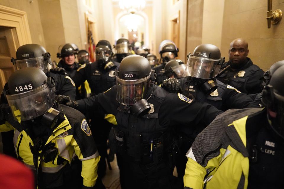 WASHINGTON, DC - JANUARY 06: Protesters gather on the second day of pro-Trump events fueled by President Donald Trump's continued claims of election fraud in an to overturn the results before Congress finalizes them in a joint session of the 117th Congress on Wednesday, Jan. 6, 2021 in Washington, DC. (Kent Nishimura / Los Angeles Times via Getty Images)