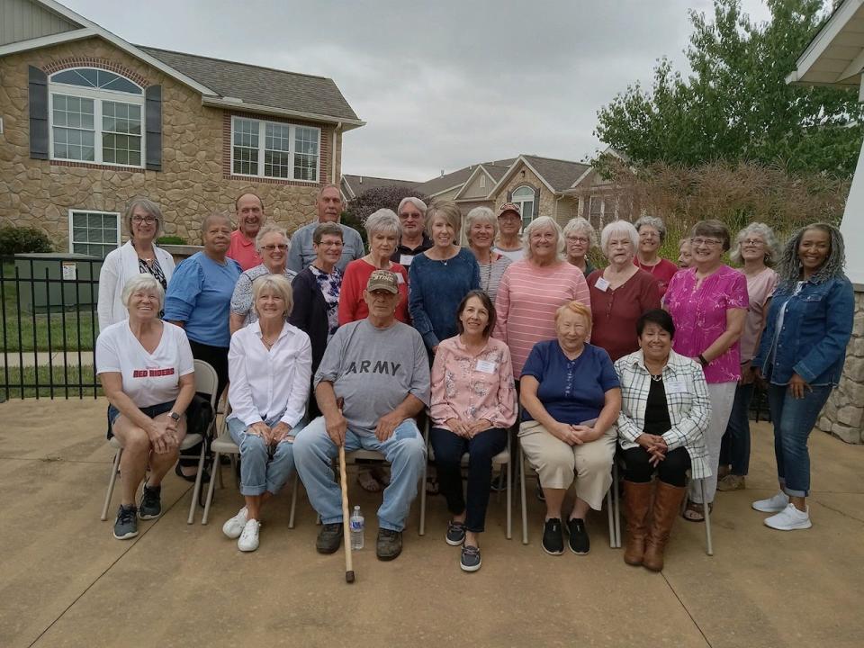 Pictured are members of the OHS Class of 1968 during their 55th reunion. In the front row are Patty Schmid, Debbi Falk Mastrine, Mike Perkins, Linda Bupp McHenry, Lois Greenbank, Corina Alejandro Howard. In the second row are Jenny Miller Curtis, Anita Ray Howard, Amy Shetler Nussbaum, Judy Arnold Berry, Sylvia Sladek Seifried, Janice Gavin Wisniewski, Connie Sommer Davis, Shirley Caulier McKeal, Rita Kandel Atkinson, Shirley Robinson Martin. In the third row are Bob Long, Jim Curtis, Delbert Martin, Ellen Rieheld Grimes, Steve Dellafave, Mary Bilderback Starn, Diane Myers Kessler, Kaylyn Wagner Monheim and Brenda Wingerter Syntax.