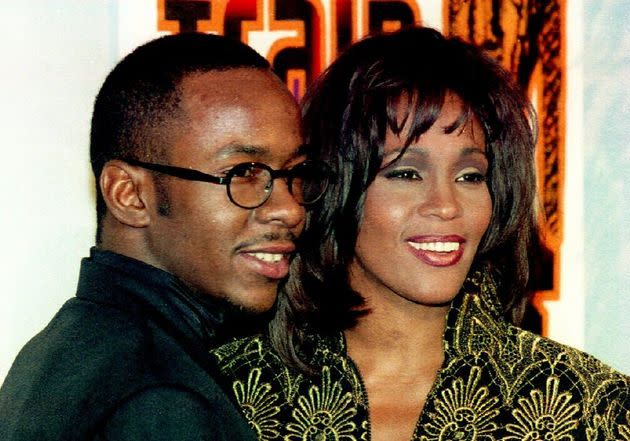 Bobby Brown (left) and Whitney Houston in 1995. 