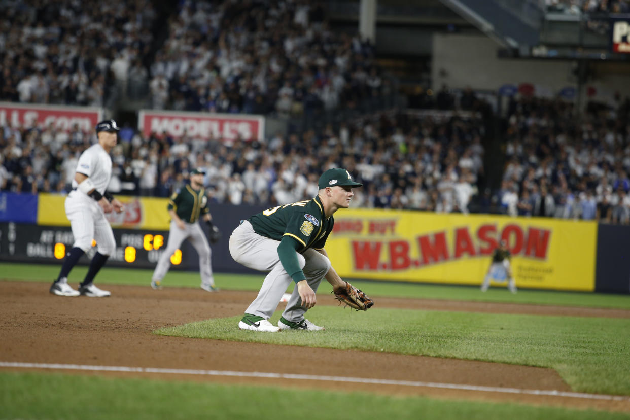 Oakland Athletics third baseman Matt Chapman was among the winners of the annual Gold Glove awards on Sunday, the annual award given to the top defenders across Major League Baseball. (Getty Images)