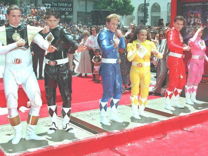 Cast of The Mighty Morphin Power Rangers in June 1995.