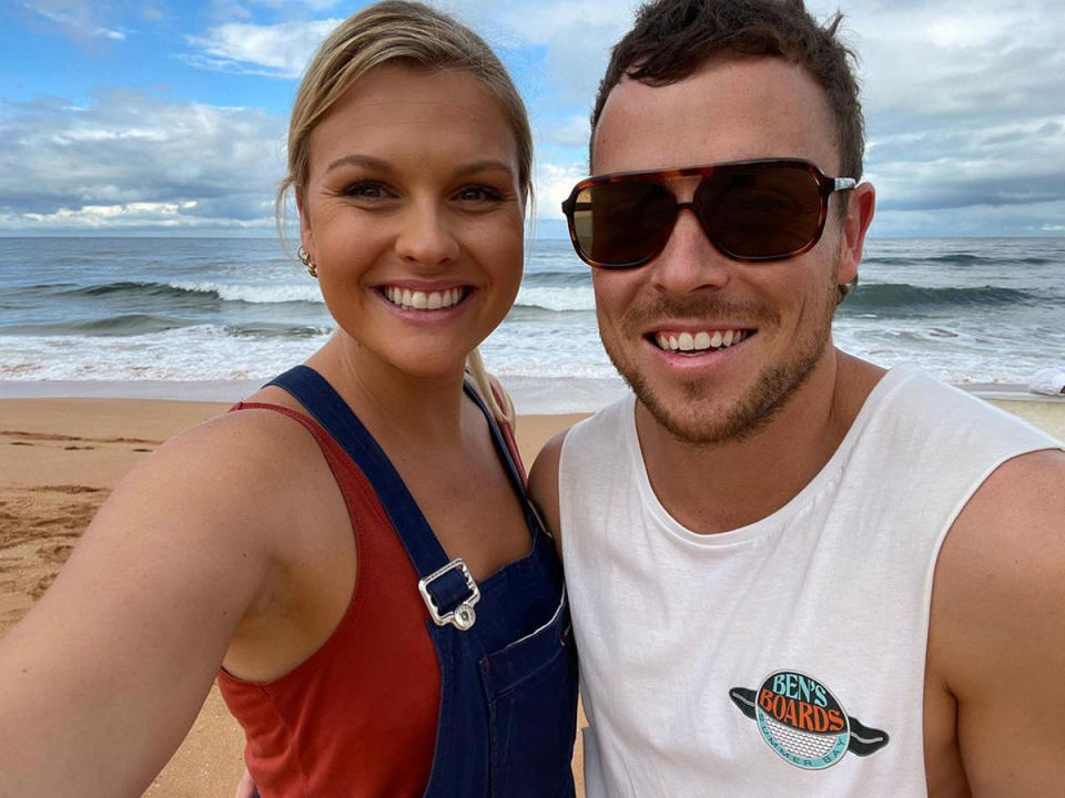 Sophie Dillman and Patrick O'Connor on the beach