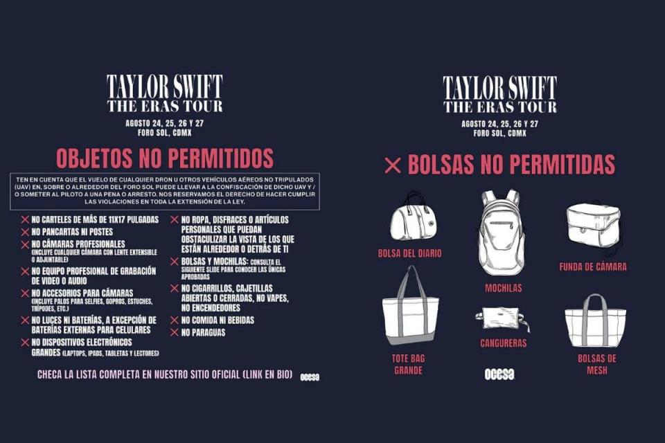 objetos prohibidos taylor swift