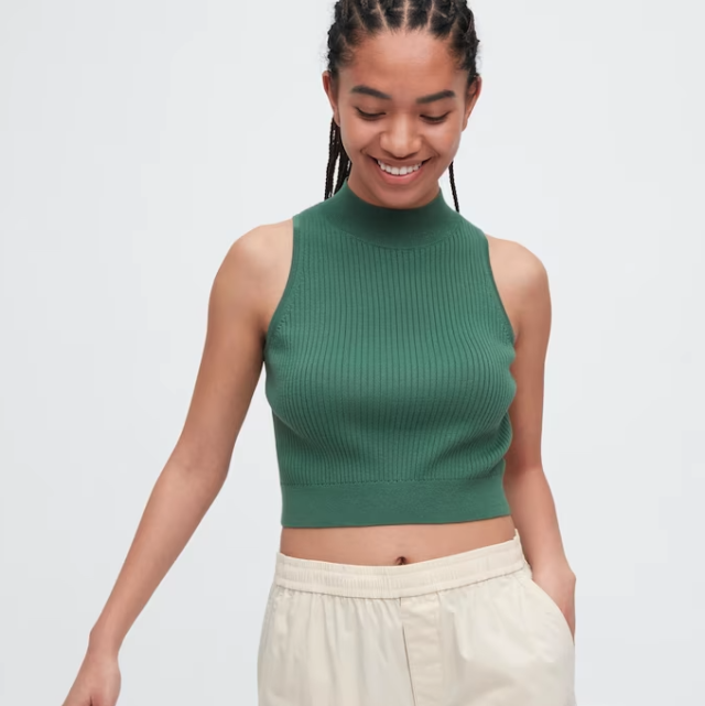 AIRism Cotton Cropped Sleeveless Bra Top, UNIQLO