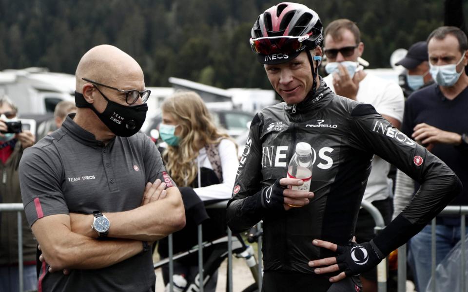 Chris Froome and general manager Dave Brailsford of Team Ineos - AFP