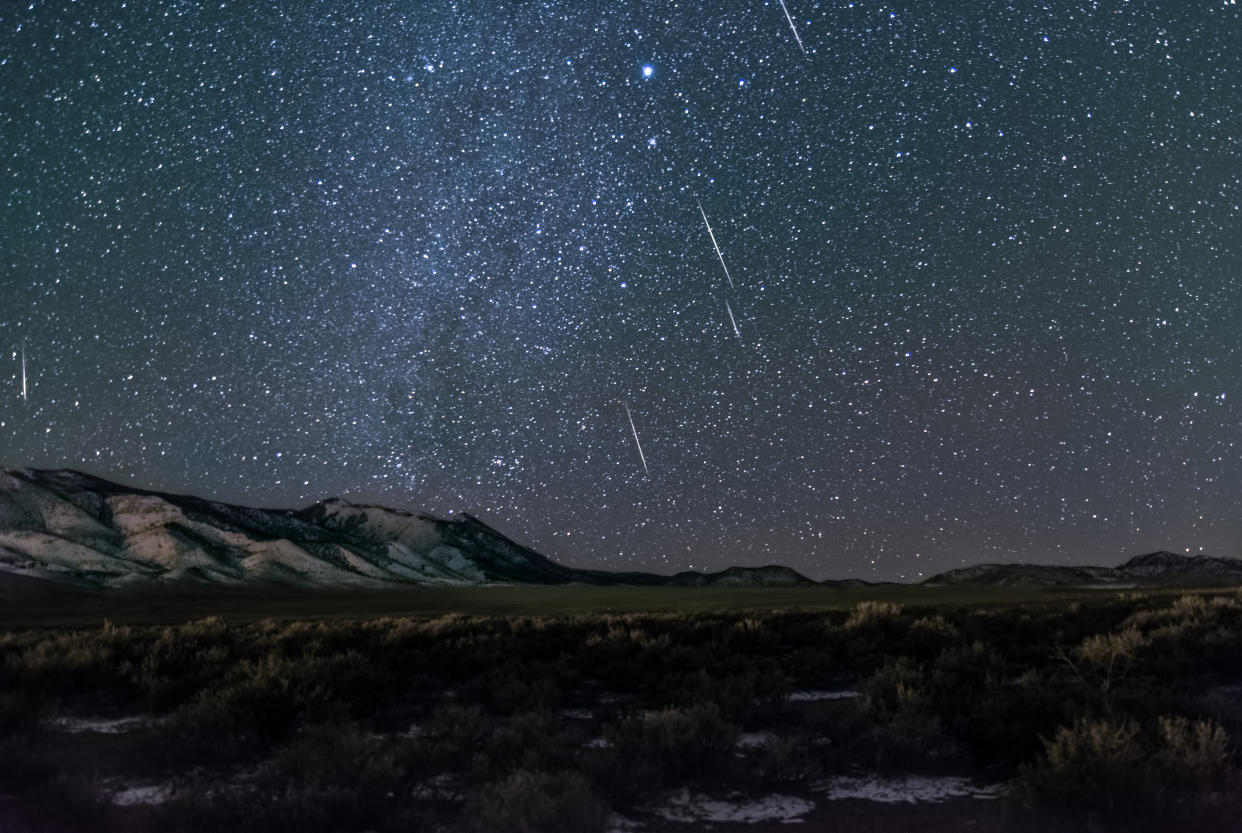 The Geminids blaze in the sky over Utah. (Getty Images)