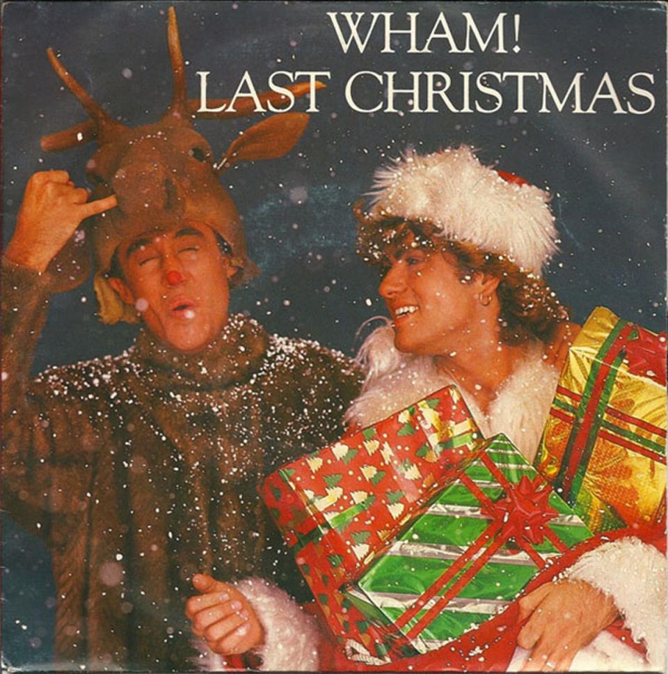 Wham clowning around in festive gear for what they thought was a guaranteed No 1 (Supplied)