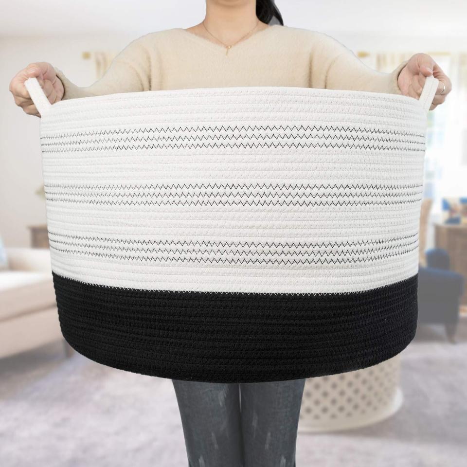 You can't have too many storage baskets. Use <a href="https://amzn.to/2GXLEzL" target="_blank" rel="noopener noreferrer">this oversized woven basket</a> to store toys, linens, blankets, towels and more. You might even <a href="https://amzn.to/2GXLEzL" target="_blank" rel="noopener noreferrer">use it as a laundry hamper</a> if you don't have room for a standard one. The possibilities are endless. Normally $28, <a href="https://amzn.to/2GXLEzL" target="_blank" rel="noopener noreferrer">get it on sale for $22</a> on Prime Day on Amazon.