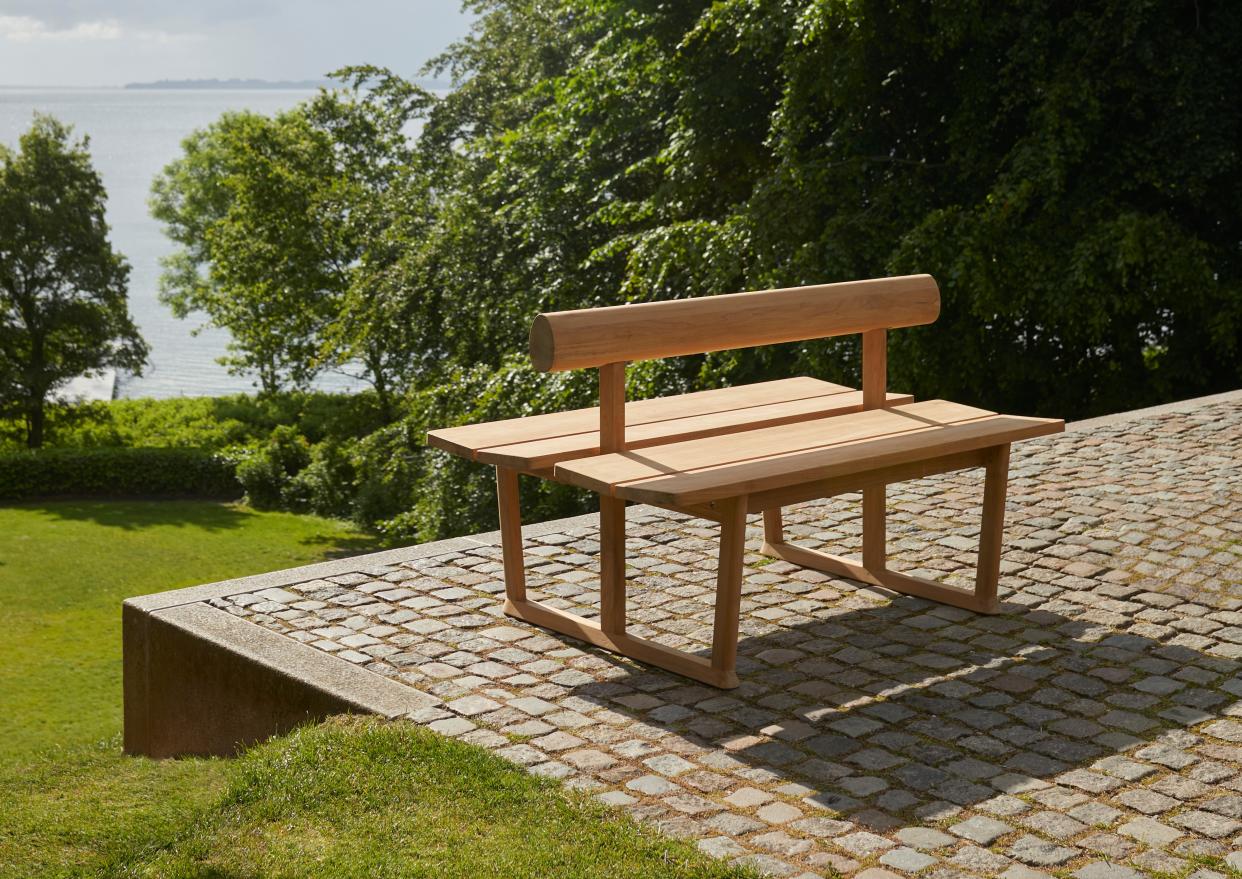  An outdoor bench with two sides 