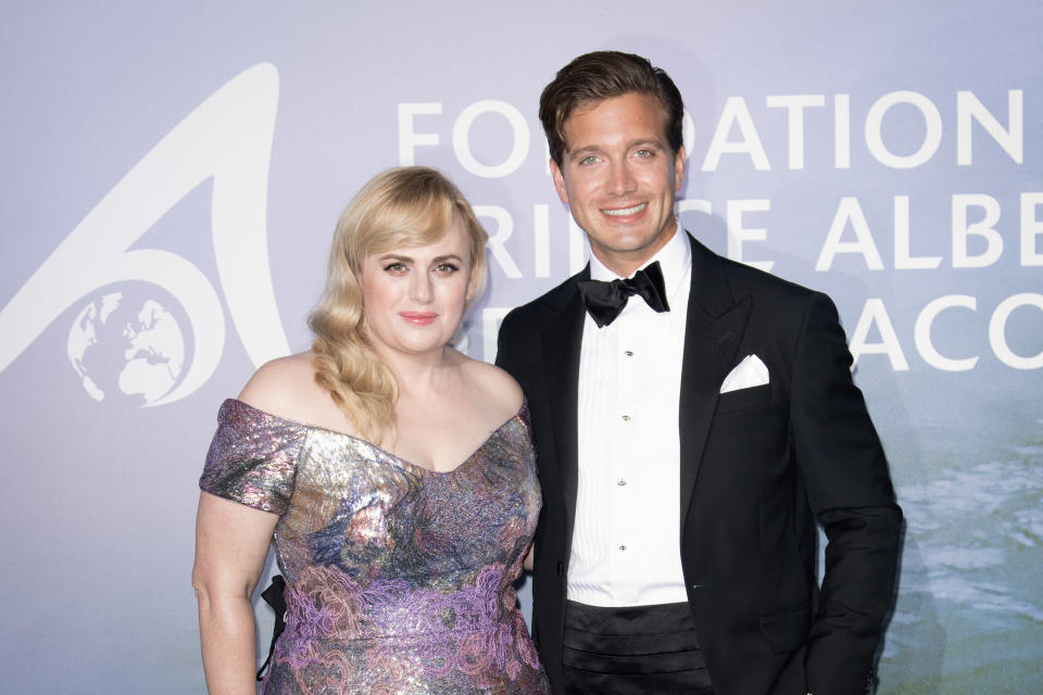 MONTE-CARLO, MONACO - SEPTEMBER 24: Rebel Wilson and Jacob Busch attend the Monte-Carlo Gala For Planetary Health on September 24, 2020 in Monte-Carlo, Monaco. (Photo by SC Pool - Corbis/Corbis via Getty Images)