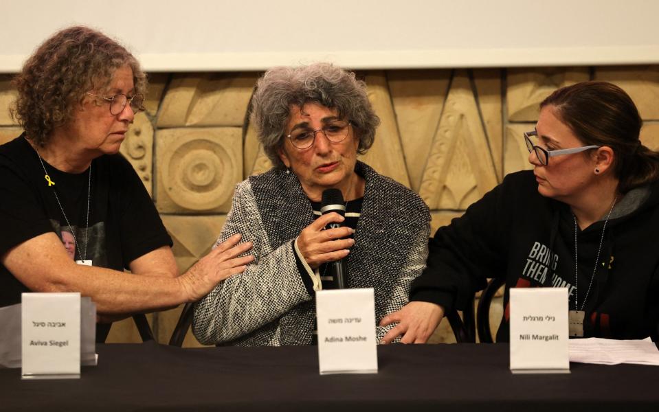 Adina Moshe, flanked by Aviva Siegel and Nili Margalit, survived the tunnels