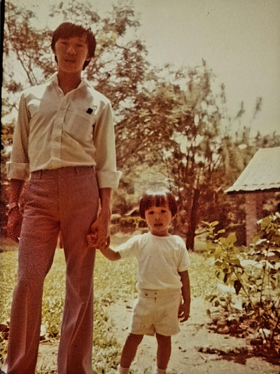 Gilbert Ong posing with his father. (PHOTO: Gilbert Ong)