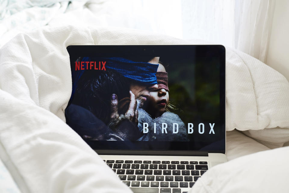 The home screen for the Netflix Inc. original movie 'Bird Box' is seen on an Apple Inc. laptop computer in this arranged photograph taken in the Brooklyn Borough of New York, U.S., on Sunday, Jan. 13, 2019. Netflix is scheduled to release earnings on January 17. Photographer: Gabby Jones/Bloomberg via Getty Images