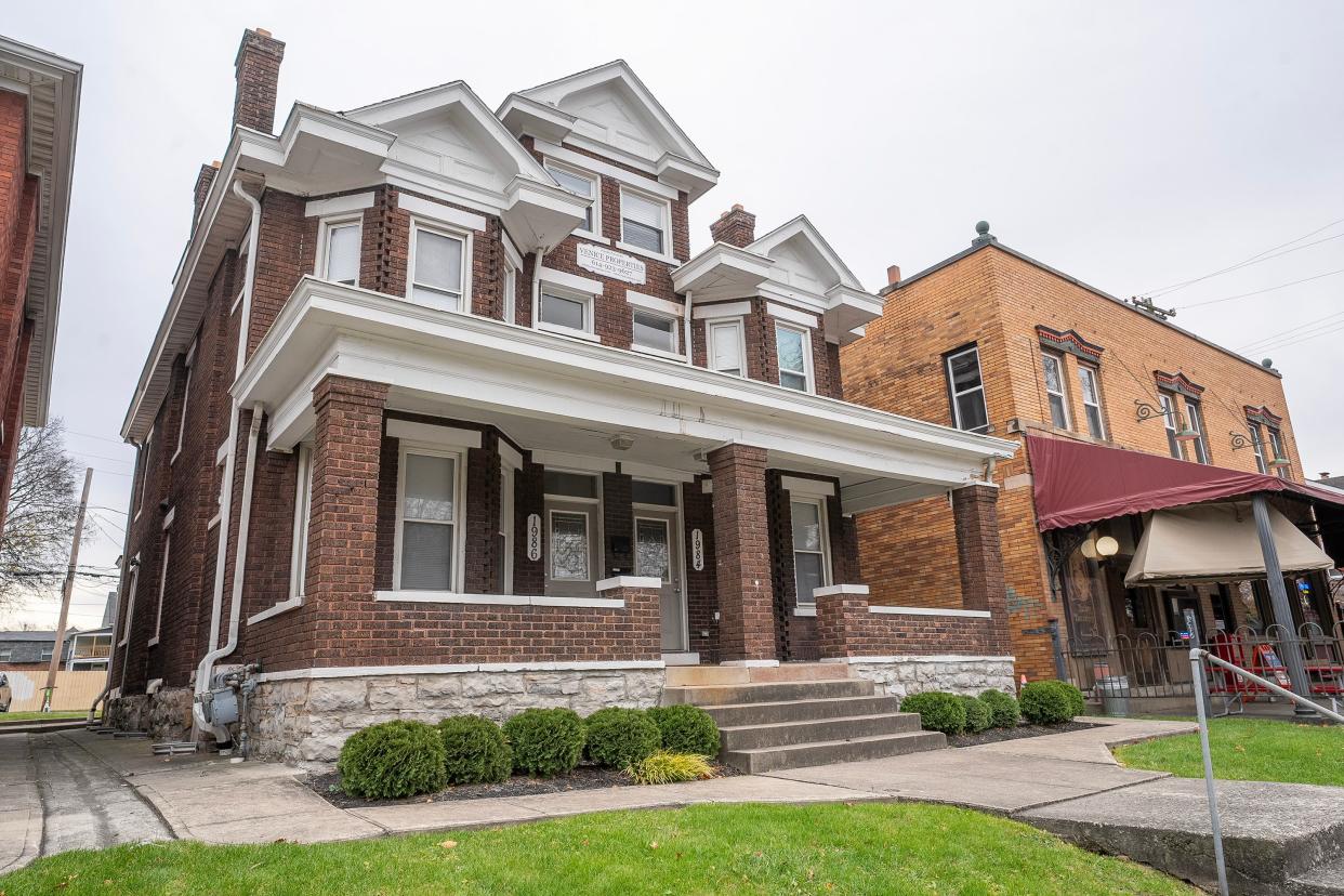 A photo taken Monday, Nov. 20, 2023, of the duplex home located in the 1900 block of Summit Street in Columbus where Ruth Paine lived in the 1950s with her parents and siblings.