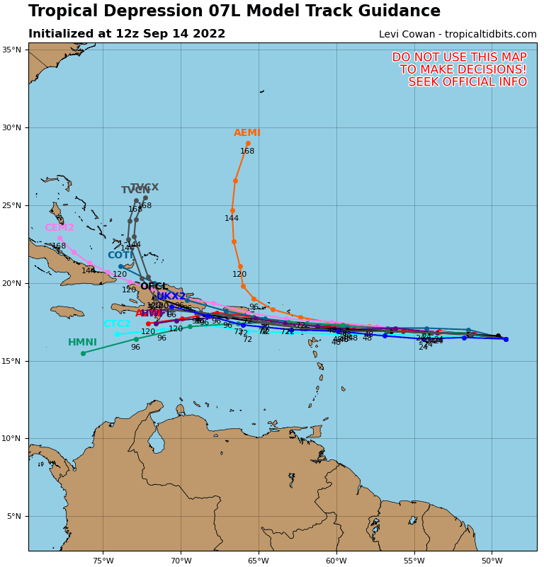 The divergent model guidance for Tropical Depression 7.