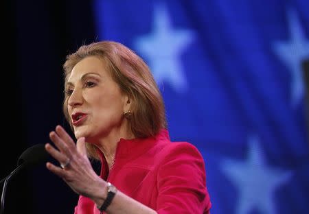 Former Hewlett-Packard Co Chief Executive Officer Carly Fiorina speaks at the Freedom Summit in Des Moines, Iowa, January 24, 2015. REUTERS/Jim Young