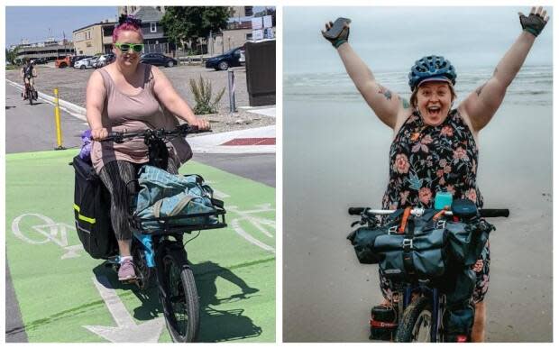 Nadia Petrasiunas of London, Ont., and Marley Blonsky of Seattle say they don't seen enough representation of bigger people riding bikes in the media. (Submitted by Nadia Petrasiunas and Marley Blonsky - image credit)