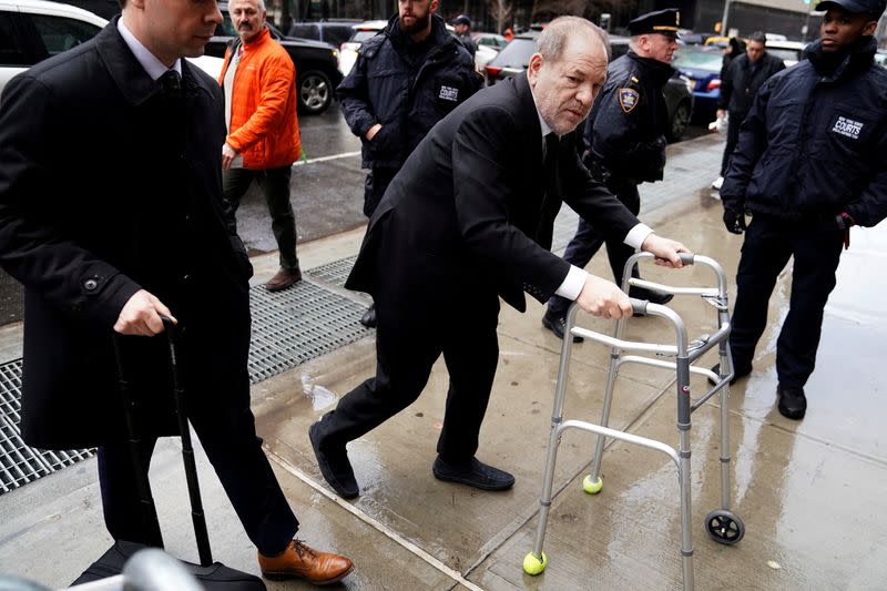 Film producer Harvey Weinstein arrives at New York Criminal Court for his ongoing sexual assault trial in the Manhattan borough of New York City