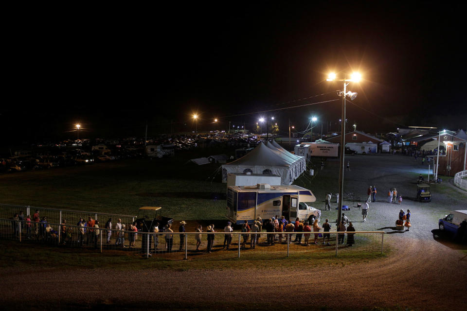 People stand on line