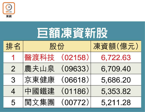 巨額凍資新股