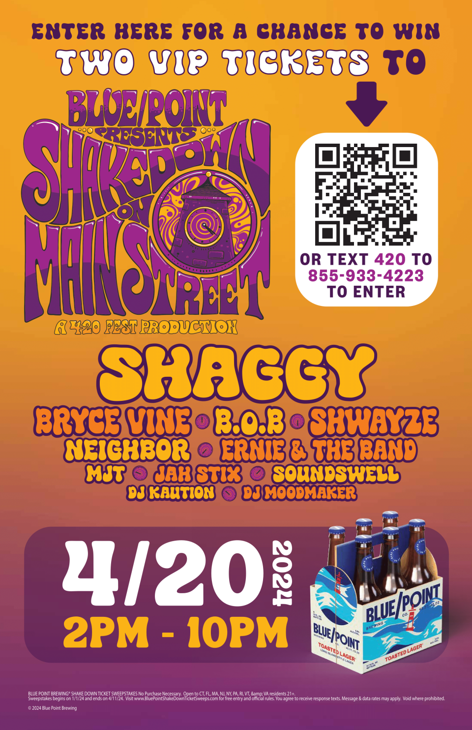 Blue Point Brewing Company invites you to the 4th annual Shakedown on Main Street on April 20, 2024, in Patchogue, New York.